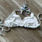 Wild Fable Swimwear Sz M Bikini Top White W Blue Floral Print Ruffle Trim Photo 4