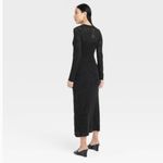 A New Day Women's Long Sleeve Maxi Pointelle Dress - Black Photo 3