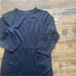 J.Jill Womens Navy Blue Ponte Jersey Dress Ruffle Wrap Skirt Knee Length Sz S Photo 1