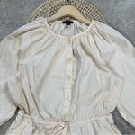 J.Crew Women’s Cotton Poplin Tie-Sleeve Button Front Romper in Palest Peach M Photo 3