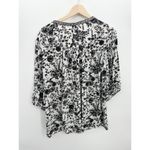 Farmers Market Blouse Women 2X Black White Floral 3/4 Sleeve Loose Rayon Boho Photo 1