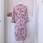 June and Hudson Bell Sleeve Dress Faux Wrap Floral Print Purple Black Size M NWT Photo 3