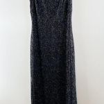 Vintage JS Collections Metallic Fringe Hem Lace Maxi Slip Dress Black 12 Size 8 Photo 7
