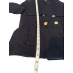 ZARA Navy Blue Double Breasted Blazer Jacket Pea Coat Gold Trim Work Size XS Photo 5