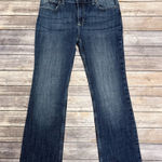 Wrangler Dark Wash Faded Raw Edge Cut Off Boot Leg Mid Rise Womens Jeans 5 X 32 Photo 0