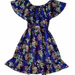 Merona lapis blue multicolor floral print ruffle sun dress with detachable sash Photo 0