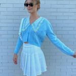 Cider ππ Cute Granny Crop Doll Collar Cardigan Sweater Grannycore ~ Blue NWT Photo 9