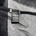 SheIn Hot Pink Sequin Lip Midnight Black Organza Tunic Top Size XS Photo 5