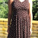 JCPenney Brown And White Polka Dot Halter Dress Photo 2