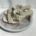 H&M  Ruched Cream Block Heel Mules Women’s US 8.5 EU 40 Square Toe Slip On Photo 3