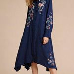 Johnny Was NWOT  Silk Embroidery Floral Violawide Cuff Seaside Midi Dress Size XL Photo 0