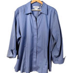 Foxcroft  Womens 3/4 Sleeve Wrinkle Free Button Up Tunic Top Size 24W Blue Office Photo 0