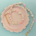 Pastel Pink White Elegant Princess Beads Floral Sakura Choker Necklace Jewelry Photo 3