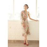 Hemant and Nandita  Olivia Sage Green Floral Midi Dress Small Womens Cocktail Photo 8