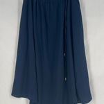 Donna Karan Donna Karen Elegant Navy Blue Drawcord Women's Asymmetrical Midi Skirt Size XL Photo 0