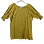 Shop The Mint Women M Yellow Boho Smocked Short Sleeve Linen Blouse Fall Layering Photo 0