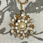 Vintage Gold Tone Fluer De Lis Starburst Coquette Necklace Photo 5