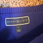 Karen Scott Karen Scott Womens Large Blue Embellished Diamond Knit Long Sleeve Sweater Photo 2