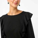 J.Crew Brand New Ruffle-Shoulder Top with Plaid Jacquard Sleeves Pullover XS Photo 1