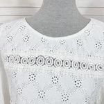 ZARA Eyelet Balloon Sleeve Crop Top Shirt White Medium Cottage Boho Country Photo 5