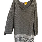 Ruby Rd. Women Large Blouse With Black and White Stripes Long Sleeve Round Neck Photo 0