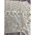 Uno Core Sheer Top Womens S Floral Lace Lattice Back Short Sleeves Collar White Photo 5