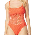 Carmen Marc Valvo Women's Crochet One-Piece Swimsuit Size 8 Persimmon Photo 0