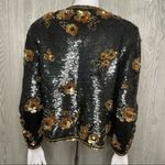 Vintage Howard wolf wool sequin floral long sleeve cardigan shirt shiny sm Photo 3
