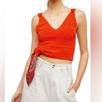 Free People  Paisley Pop Tie Cropped Tank Orange Red Size Large Photo 1