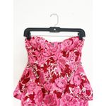 ZARA NWT  Rose Floral Jacquard Peplum Mini Dress Size Medium Rhinestone Strapless Photo 4