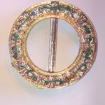 Multicolor Beaded Circular Boho Belt Buckle Blue Photo 3