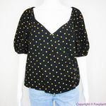 Madewell NEW Corduroy Puff-Sleeve Wrap Top in Oval Dot, XS Photo 4