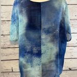 Live and let live Blouse Sheer w Attached Tank Blue Print w Rhinestone Trim-1X Photo 1