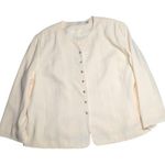 Vtg 1990s Elisabeth Ivory Collarless Rhinestone Button Up Blazer Jacket 20 White Size undefined Photo 0