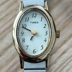 Timex Vintage Ladies Watch Gold-Tone Case Matte Stainless Bracelet White Dial Photo 1