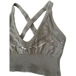 Ribbed Crossback Sports Bra Workout Yoga Athletic Sporty Gray Size M Photo 2