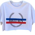 Unbranded Womens size large white short sleeve Britain cropped top Photo 0