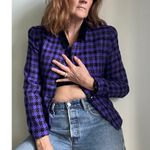 Tahari Vintage 90s Houndstooth Blazer Cropped Size Small 2/4 Fit Purple/Black Photo 9