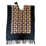 Mexican Artisanal Chiapas Poncho with Floral Embroidery Festival Wear Black Size undefined Photo 4