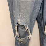 Hollister Ultra High-Rise Mom Jean w/printed happy faces deconstructed size 5R Photo 2