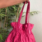 2000s Hot Pink faux leather shoulder hand bag purse ruched pleated hobo. Great condition. Measurement in pics Photo 2