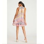 AMUR Estfan Pleated Halter Mini Dress In Double Rainbow Size 6 Red Photo 2