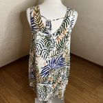 Tahari Shift Dress Size Medium Leaf Print Multicolor V Neck Tie Back Pockets Photo 7