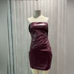 AMTIOUS burgundy leather strap dress 🌷 Purple Size L Photo 4