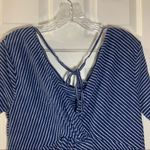 Thyme + Honey Blue Striped Short Sleeve V Back Top XL Photo 8
