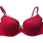 Victoria's Secret  Cherry Red Lined Demi Bra 34C Adjustable Straps Photo 0