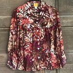 Ruby Rd  Jacket Womens 18 W  Red Floral Cropped Button‎ Collar Roll Tab Sleeve Photo 0