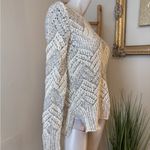 Lucky Brand Womens Metallic Silver Chevron Stripe Open Knit Sweater Size Small Photo 2