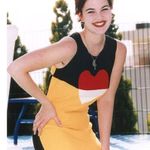 Moschino Vintage 1992 Couture Heart shape color block yellow black shift dress Photo 1