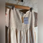 Forever 21  Cream Smocked Maxi Dress strapless side cutout summer stretch beach Photo 5